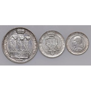 SAN MARINO 20, 10, 5 Lire 1932 - AG Los von drei Münzen...