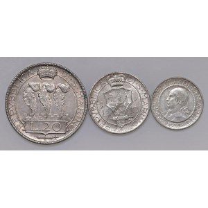 SAN MARINO 20, 10, 5 Lire 1933 - AG Lotto di tre monete...