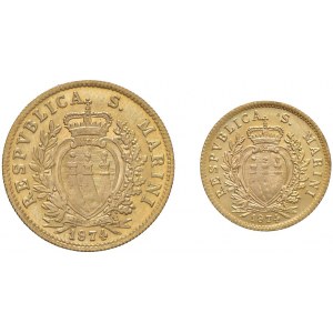 SAN MARINO 1 e 2 Scudi 1974 - AU (g 3 + 6 - Tit. 917) Lotto ...