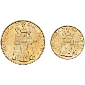 SAN MARINO 1 a 2 Scudi 1980 - AU (g 3 + 6 - Tit. 917) Lot ...