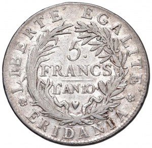 TURIN Subalpine Republic (1800-1802) 5 Francs A. 10 - Gi...
