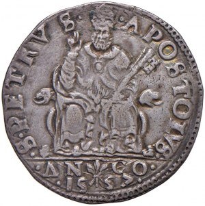 Paul IV (1555-1559) Ancona - Testone 1557 - Munt. 26 AG (g ...