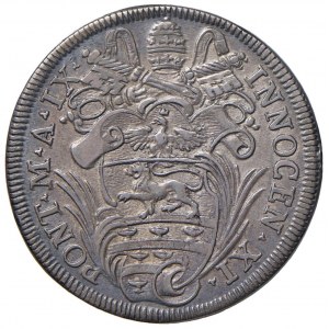 Innocenzo XI (1676-1689) Testone 1685 A. XI - Munt. 90 AG (g...
