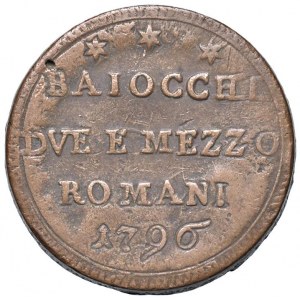 Pio VI (1775-1799) Roma - Sampietrino 1796 con T M - Nomisma...