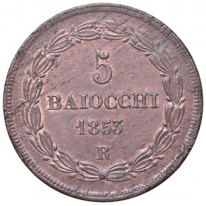 Pio IX (1846-1878) 5 Baiocchi 1853 A. VIII - Nomisma 773 CU ...