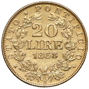 Pio IX (1846-1878) 20 Lire 1868 A. XXIIII - Nomisma 848 AU...