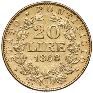 Pius IX (1846-1878) 20 lir 1868 A. XXIIII - Nomisma 848 AU...