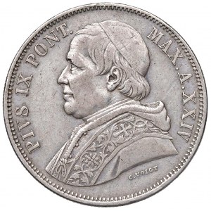 Pio IX (1846-1878) 5 Lire 1870 A. XXIV - Nomisma 860 AG (g 2...