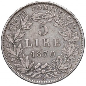 Pio IX (1846-1878) 5 Lire 1870 A. XXIV - Nomisma 860 AG (g 2...