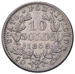 Pius IX (1846-1870) 10 Soldi 1868 A. XXIII - Nomisma 886 AG (...