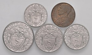 Pius XII (1939-1958) 2 Lire, Lira, 50, 20 and 10 cents 1942...
