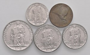 Pius XII (1939-1958) 2 Lire, Lira, 50, 20 and 10 cents 1942...