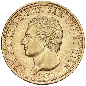 Carlo Felice (1821-1831) 80 Lire 1825 T - Nomisma 524 AU Dal...