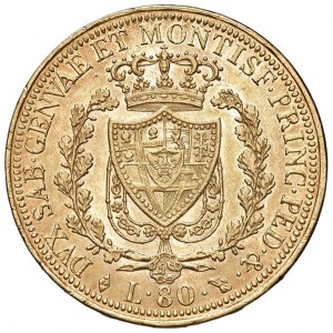 Carlo Felice (1821-1831) 80 Lire 1825 T - Nomisma 524 AU Dal...