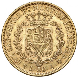 Carlo Felice (1821-1831) 80 Lire 1830 G - Nomisma 532 AU RRR...