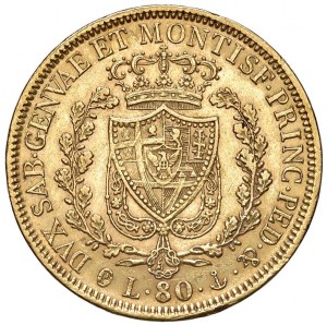 Carlo Felice (1821-1831) 80 Lire 1830 G - Nomisma 532 AU RRR...