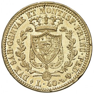 Carlo Felice (1821-1831) 40 Lire 1825 T - Nomisma 537 AU R P...