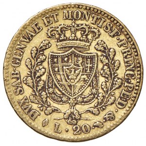 Carlo Felice (1821-1831) 20 Lire 1825 T - Nomisma 545 AU...
