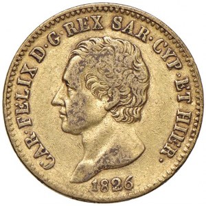 Carlo Felice (1821-1831) 20 Lire 1826 T - Nomisma 546 AU...