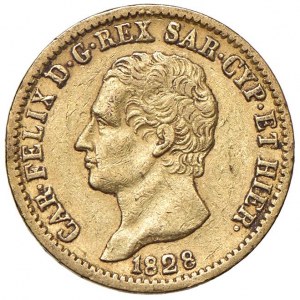Carlo Felice (1821-1831) 20 Lire 1828 T L - Nomisma 549 AU...