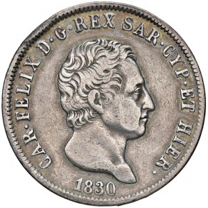 Carlo Felice (1821-1831) 5 Lire 1830 G - Nomisma 572 AG Picc...