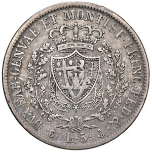 Carlo Felice (1821-1831) 5 Lire 1830 G - Nomisma 572 AG Picc...