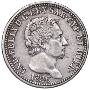 Carlo Felice (1821-1831) Lira 1826 T - Nomisma 591 AG Modest...