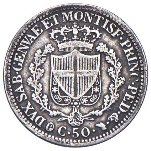 Carlo Felice (1821-1831) 50 Centesimi 1830 T (P) - Nomisma 6...
