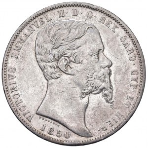 Vittorio Emanuele II (1849-1861) 5 Lire 1850 G - Nomisma 771...