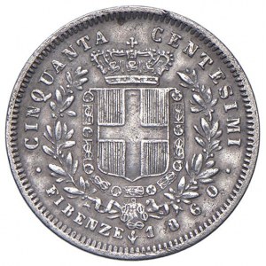 Vittorio Emanuele II re eletto (1859-1861) 50 Centesimi 1860...