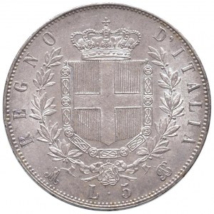 Victor Emmanuel II (1861-1878) 5 Lire 1871 M - Nomisma 889...