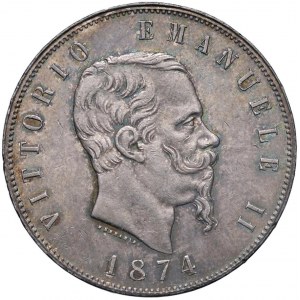 Viktor Emanuel II (1861-1878) 5 Lire 1874 M - Nomisma 896...