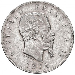 Vittorio Emanuele II (1861-1878) 5 Lire 1874 M - Nomisma 896...