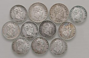 Victor Emmanuel II (1861-1878) Lot of silver coins of...