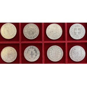 Vittorio Emanuele II (1861-1878) Lotto di 8 pezzi da 5 lire ...
