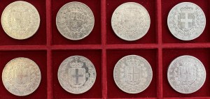Victor Emmanuel II (1861-1878) Lot of 8 pieces of 5 lire ...