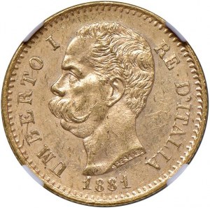 Umberto I (1878-1900) 20 Lire 1881 - Nomisma 980 AU In slab ...