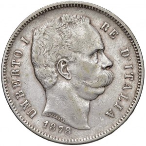 Umberto I (1878-1900) 5 Lire 1878 - Nomisma 992 AG RR...