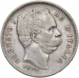 Umberto I (1878-1900) 5 Lire 1878 - Nomisma 992 AG RR...