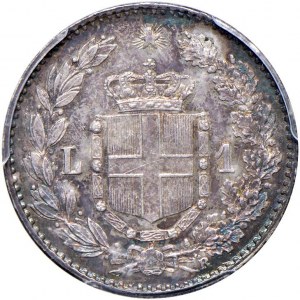 Umberto I (1878-1900) Lira 1884 - Nomisma 1005 AG In slab PC...