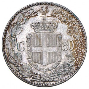 Umberto I (1878-1900) 50 cents 1889 - Nomisma 1011 AG R ...