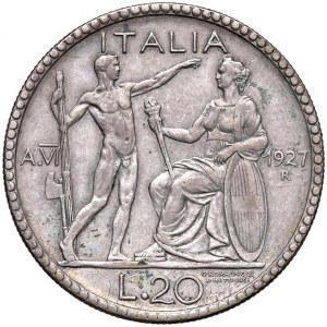 Vittorio Emanuele III (1900-1946) 20 Lire 1927 A. VI - Nomis...