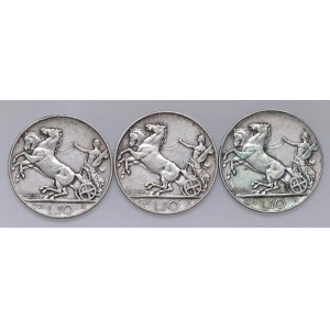 Vittorio Emanuele III (1900-1946) 10 Lire 1926, 1927* e 1928...