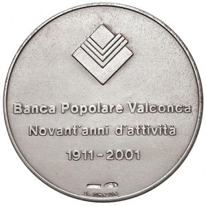 Medaile k 90. výročí založení banky Banca Popolare Valconca s reprodukcí...