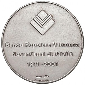Medaile k 90. výročí založení banky Banca Popolare Valconca s reprodukcí...