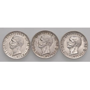 Victor Emanuel III (1900-1946) 5 lires 1927, 1929** et 193...