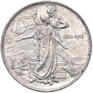 Vittorio Emanuele III (1900-1946) 2 Lire 1911 Cinquantenario...