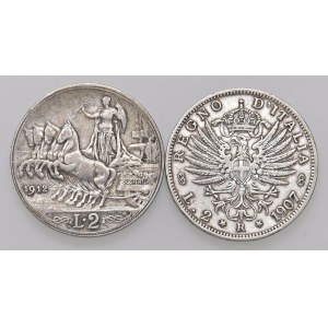 Vittorio Emanuele III (1900-1946) 2 Lire 1907 e 1912 - AG Lo...