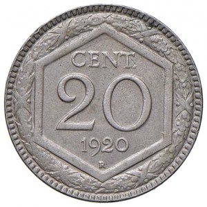 Viktor Emanuel III (1900-1946) 20 centov 1920 šesťuholník...