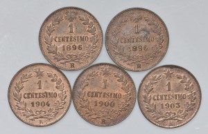 Lot of five 1-cent pieces, different dates in altiss...
